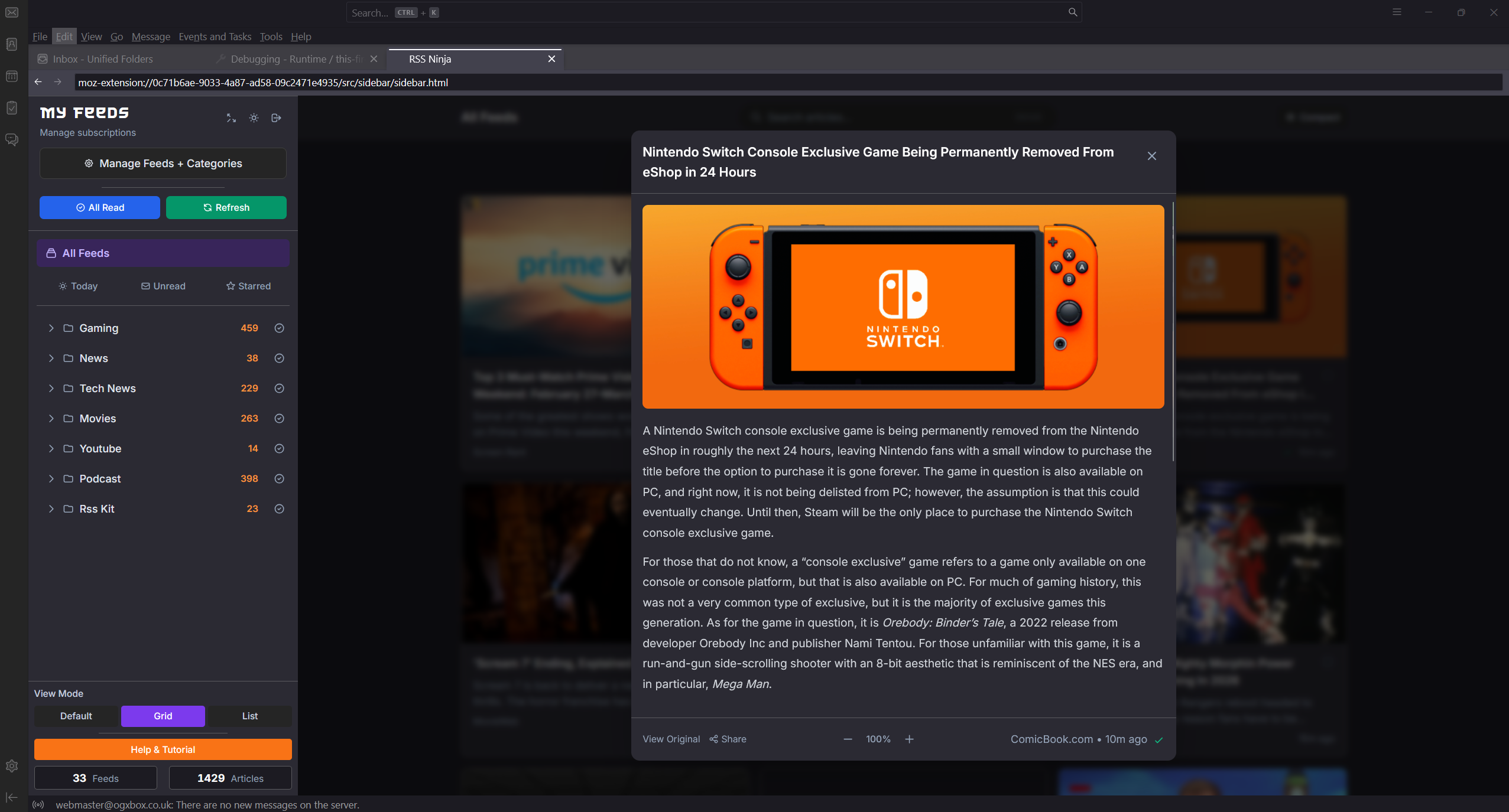 RSS Ninja Thunderbird